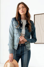 Load image into Gallery viewer, Faded Blue Front Pockets Gold Buttons Denim Jacket: Denim Wash Bodi Language for Women
