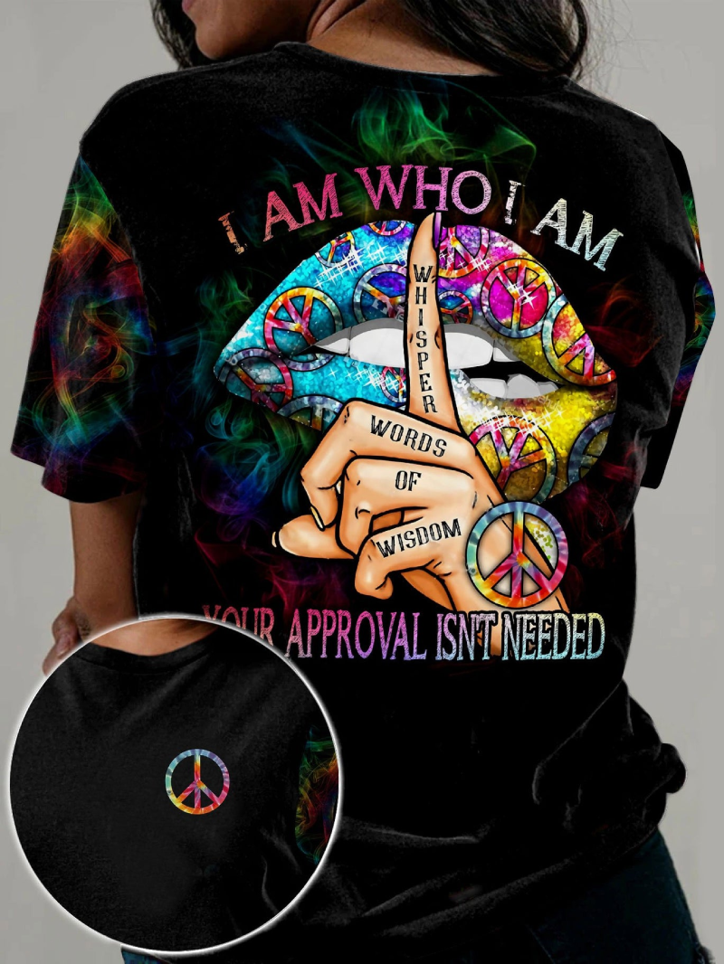 Peace Sign Printed T-Shirt: Black