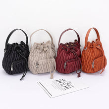 Load image into Gallery viewer, Quilted Faux Leather Bucket Bag: Black