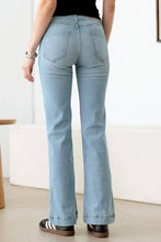 Load image into Gallery viewer, Graphic Print Flare Jeans: Dark Denim Blue Bodi Language for Women