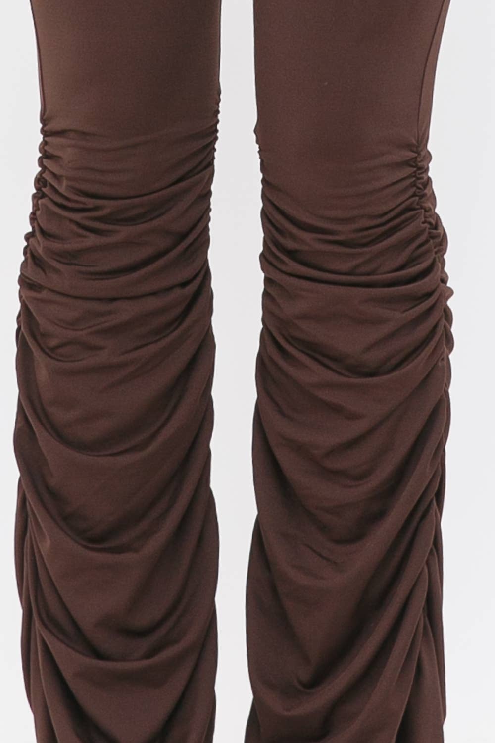 Solid Bottom Shirring Leggings: Brown Julia by LoveJ
