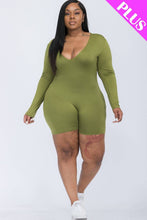 Load image into Gallery viewer, Plus Size V-neck Long Sleeve Bodycon Romper Bodi Language for Women