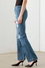 Load image into Gallery viewer, Graphic Print Flare Jeans: Dark Denim Blue Bodi Language for Women