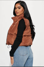 Load image into Gallery viewer, Statement Puffer Vest- Mocha Bodi Language for Women