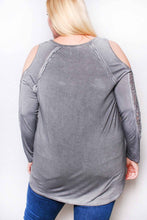 Load image into Gallery viewer, Plus Long Sleeve Cutout Lace Round Neck Solid Top - Bodi Language for Women