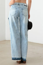 Load image into Gallery viewer, Light Blue Destroyed Deep Side Slit Raw Hem Jeans: Light Blue Acid Wash Bodi Language for Women