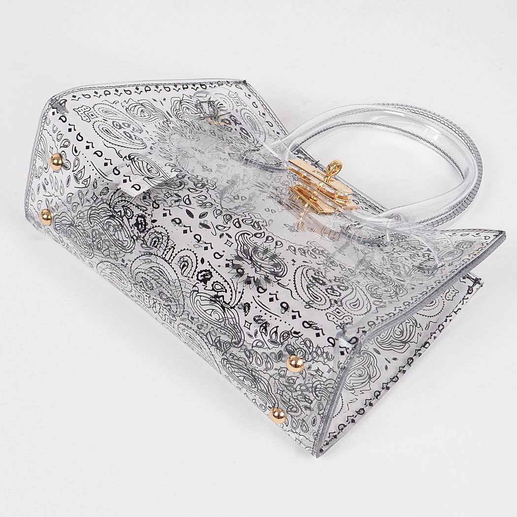Bandana Print Transparent Bag: Clear
