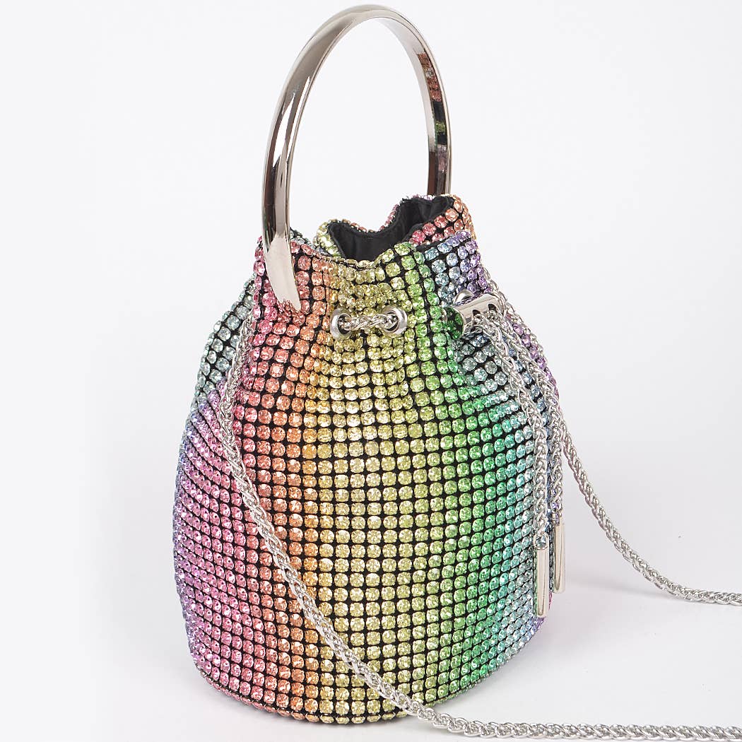 Oversized Rhinestone Clutch: Multicolor