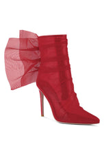 Load image into Gallery viewer, Princess Organza Wrapped Style Heeled Ankle Boots: RED Bodi Language Boutique