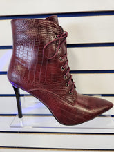 Load image into Gallery viewer, Burgundy stiletto heel lace-up bootie - Bodi Language for Women