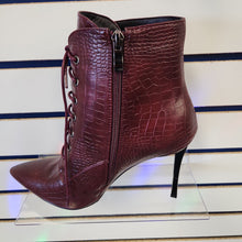 Load image into Gallery viewer, Burgundy stiletto heel lace-up bootie - Bodi Language for Women