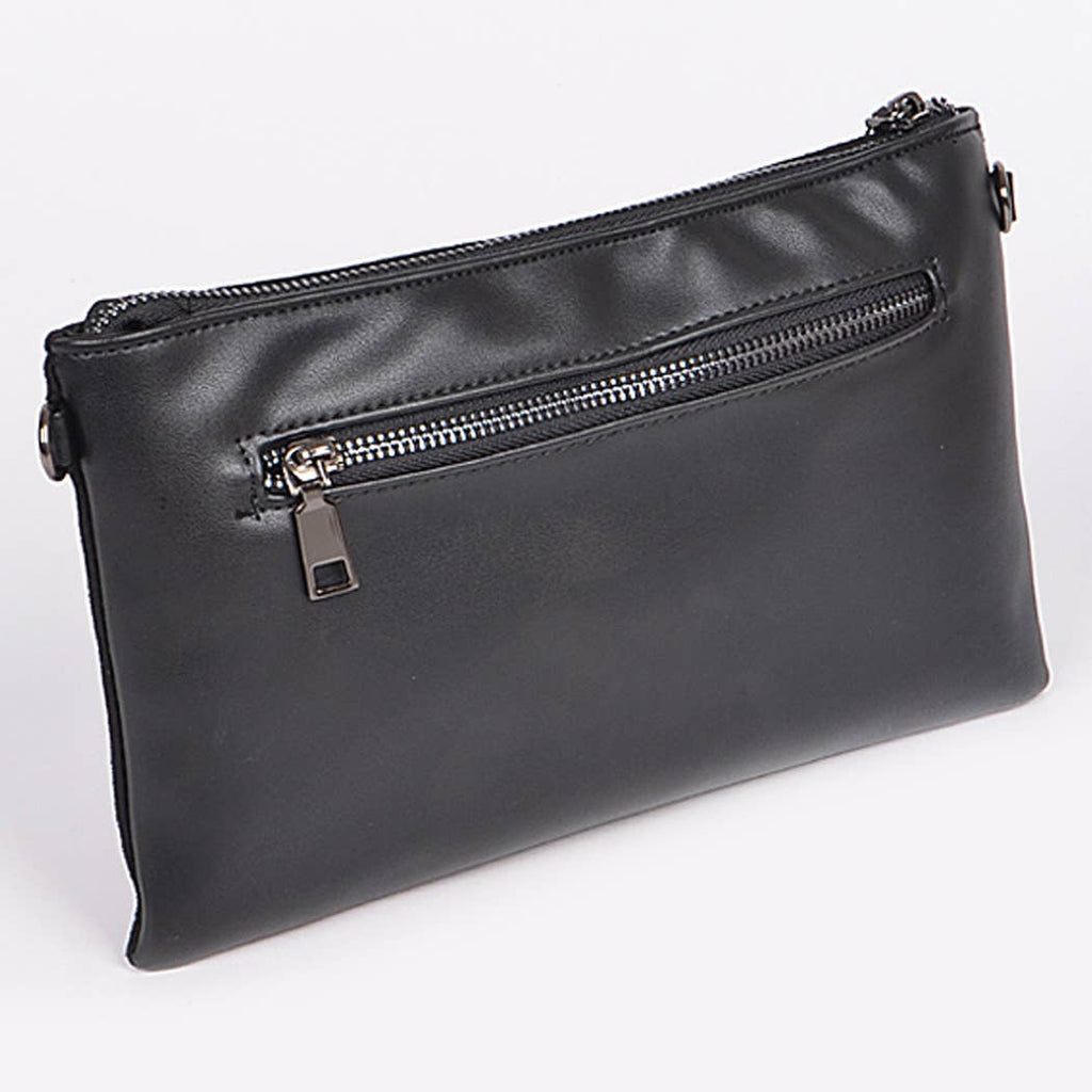 Round-Studded Decorated Clutch: Black