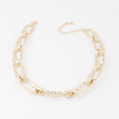 Hammered Link Chain Necklace: Gold