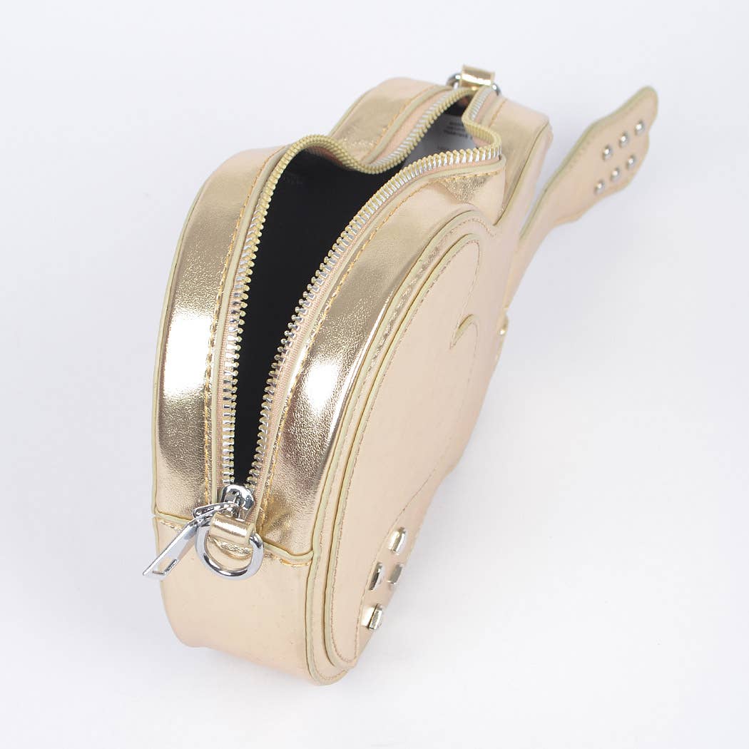 Metallic Faux Leather Guitar Novelty Bag: GD