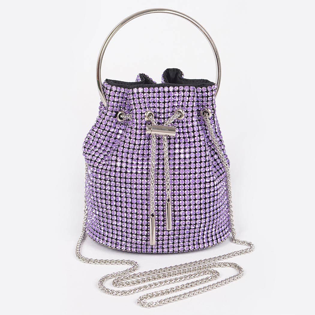 Oversized Rhinestone Clutch: Purple
