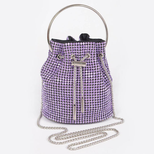 Oversized Rhinestone Clutch: Purple