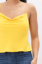 Load image into Gallery viewer, Cowl Neck Spaghetti Strap Cami Top: Yellow
