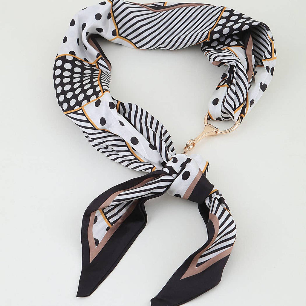3AM BY H&D ACCESSORIES - Retro Fabric Toggle Scarf Wrap Necklace: BK