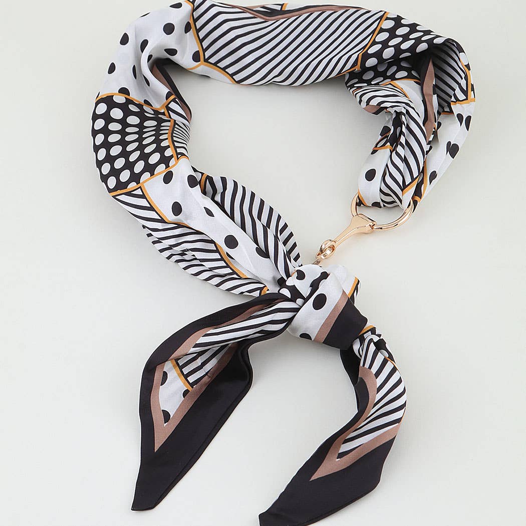 3AM BY H&D ACCESSORIES - Retro Fabric Toggle Scarf Wrap Necklace: BK