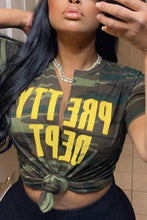Load image into Gallery viewer, Camo plunging neck tee Bodi Language for Women
