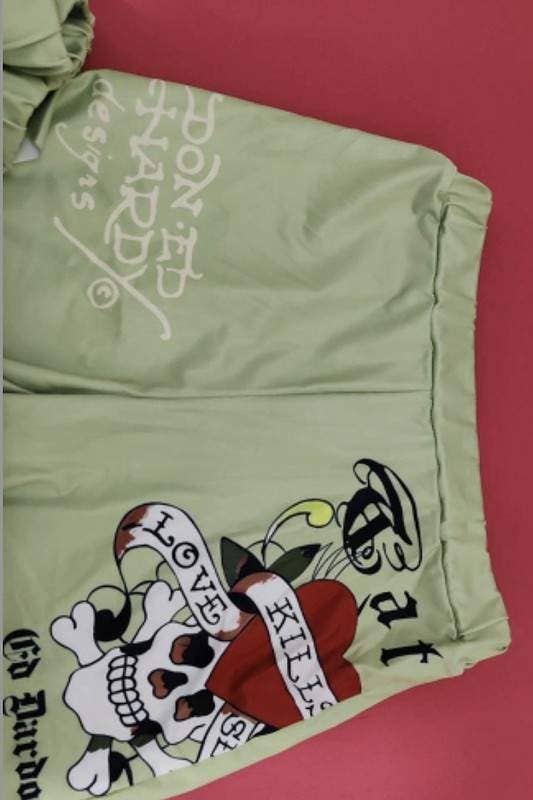 EH Graphic t shirt and shorts set: GREEN