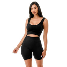 Load image into Gallery viewer, 2PC Muscle Tank Sports Top Highwaist Short Set: BLACK Bodi Language for Women
