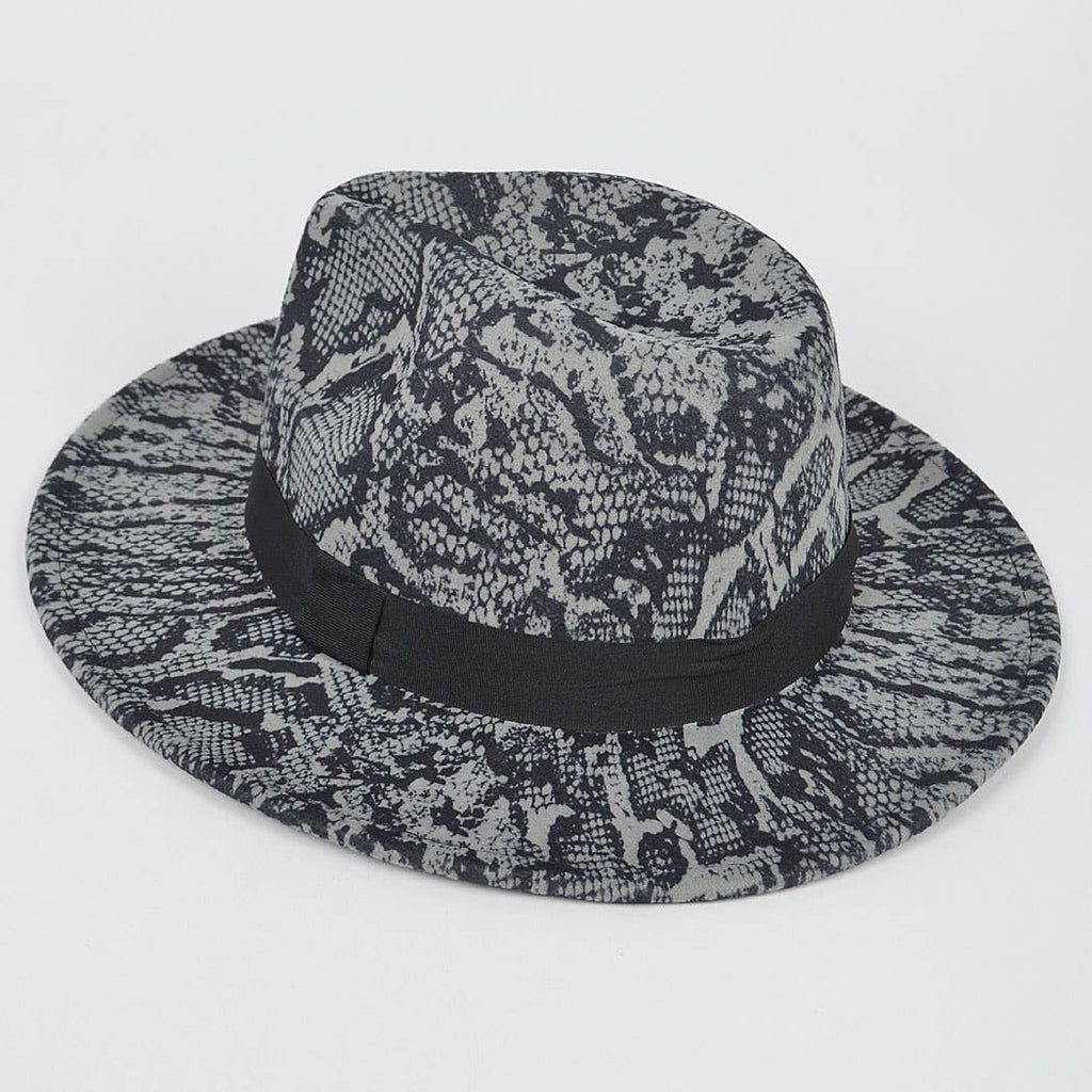 Snake Print Fedora Hat: Black Bodi Language for Women