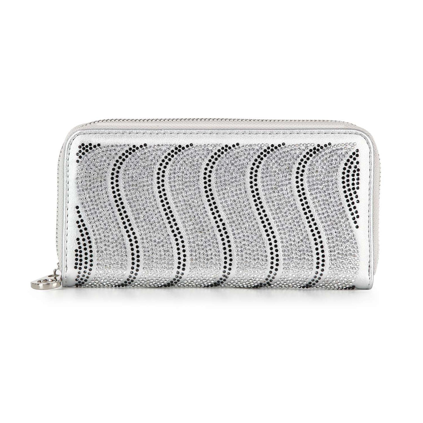 Handbag Express - Rhinestone Wavy Bling Accordion Wallet: Blue Handbag Express