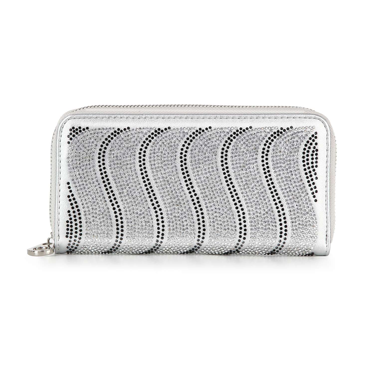 Handbag Express - Rhinestone Wavy Bling Accordion Wallet: Blue Handbag Express
