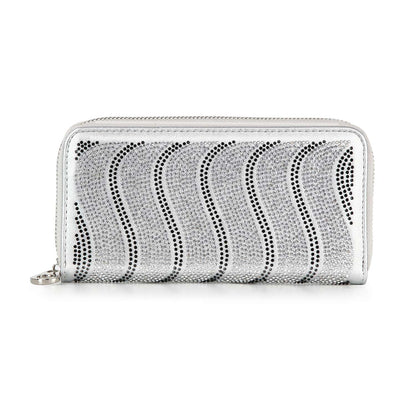 Handbag Express - Rhinestone Wavy Bling Accordion Wallet: Blue Handbag Express