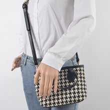 Load image into Gallery viewer, Houndstooth Tweed Small Tote Bag: Black
