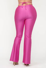 Load image into Gallery viewer, Front Tunnel Shirring Waist Tie Flare Pants: Fuchsia
