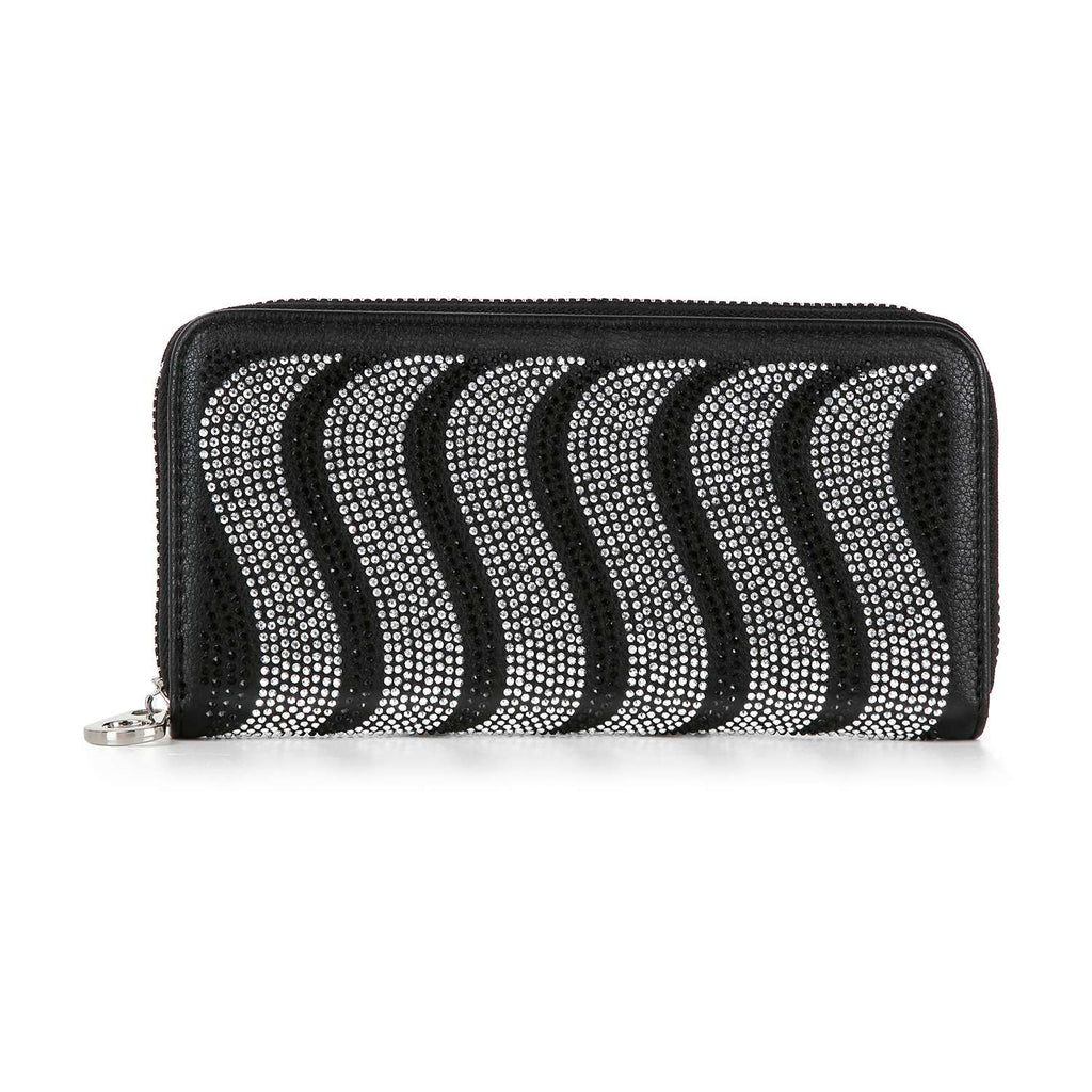 Handbag Express - Rhinestone Wavy Bling Accordion Wallet: Blue Handbag Express