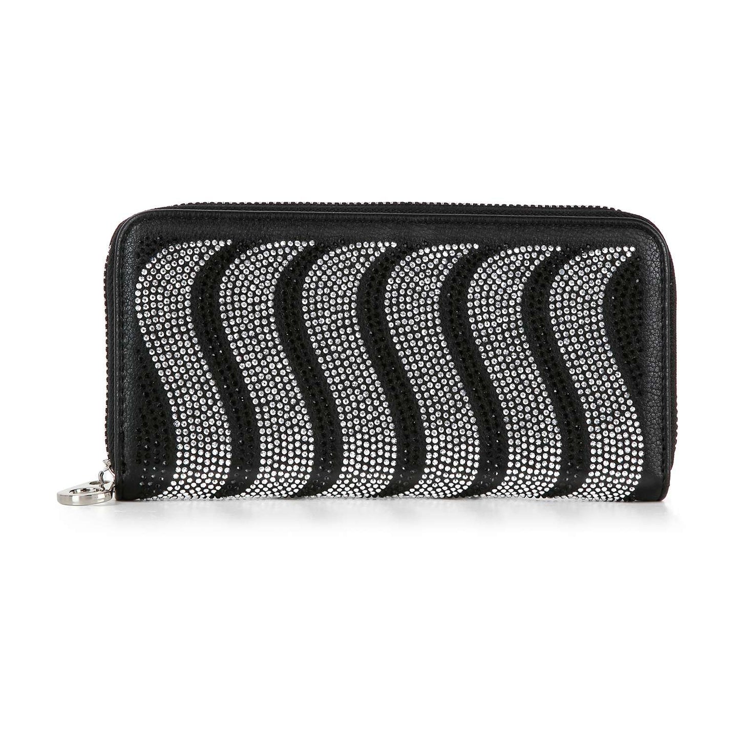 Handbag Express - Rhinestone Wavy Bling Accordion Wallet: Blue Handbag Express