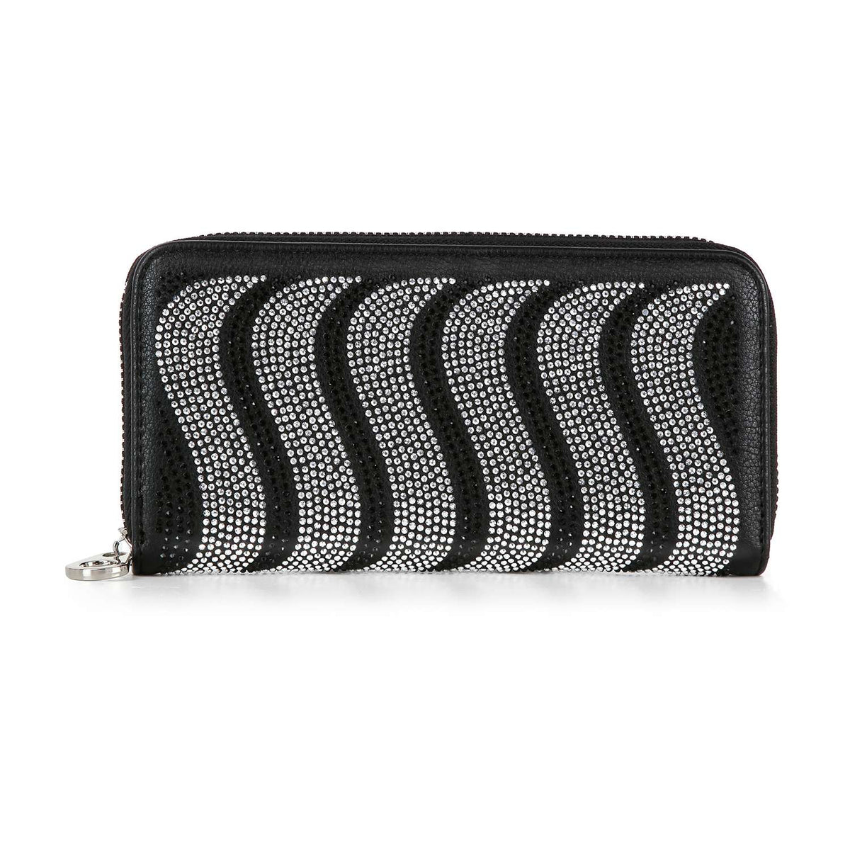 Handbag Express - Rhinestone Wavy Bling Accordion Wallet: Blue Handbag Express