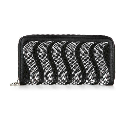Handbag Express - Rhinestone Wavy Bling Accordion Wallet: Blue Handbag Express