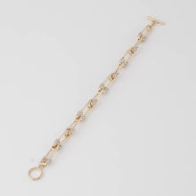 Load image into Gallery viewer, Rhinestone Embedded Safety Pin Chain Bracelet: Gold Clear
