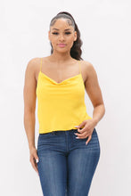 Load image into Gallery viewer, Cowl Neck Spaghetti Strap Cami Top: Yellow
