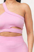 Load image into Gallery viewer, Cut Out One Shoulder Strap Top And Shorts Set: Pink
