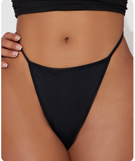 Back Thong Panty w Charm-Black