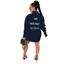 Load image into Gallery viewer, Button-Down Long Sleeve Top with Print -NAVY Bodi Language for Women
