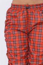 Load image into Gallery viewer, Plaid Print Wind Breaker Drawstring Shirring Jogger Pants- Green

