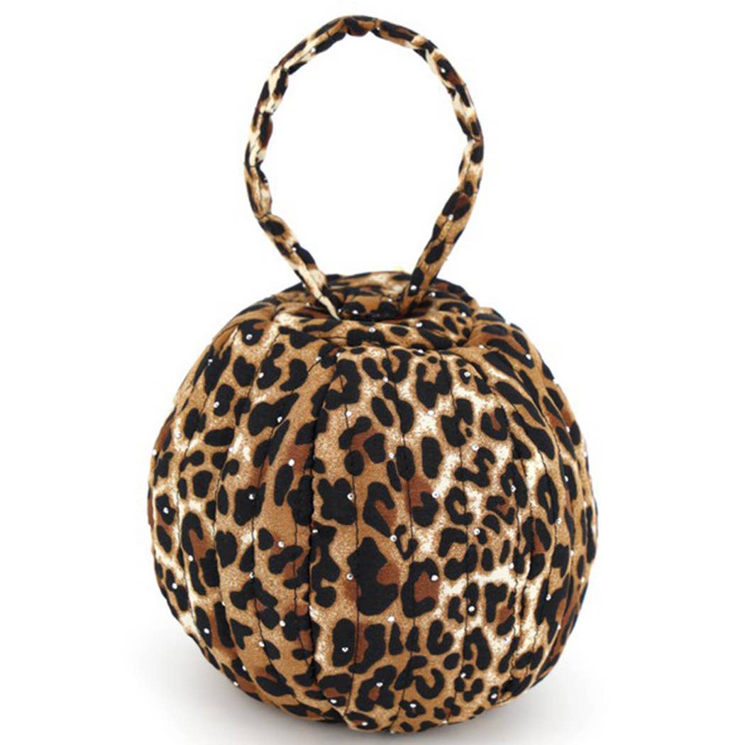 - Rhinestone Studded Quilted Puffer Round Ball Bag With Top-BR