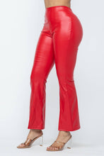 Load image into Gallery viewer, Pu Leather High Waisted Front Slit Hem Back Zipper Pants: Red Bodi Language for Women
