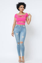 Load image into Gallery viewer, Front Cut Outs Off Shoulder Top: Pink
