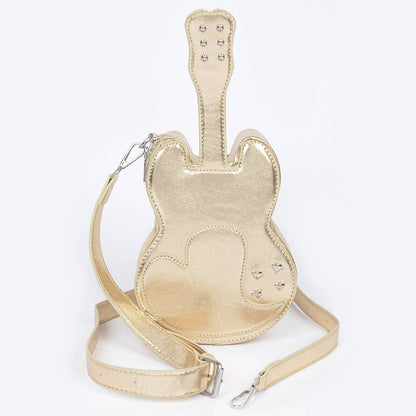 Metallic Faux Leather Guitar Novelty Bag: GD