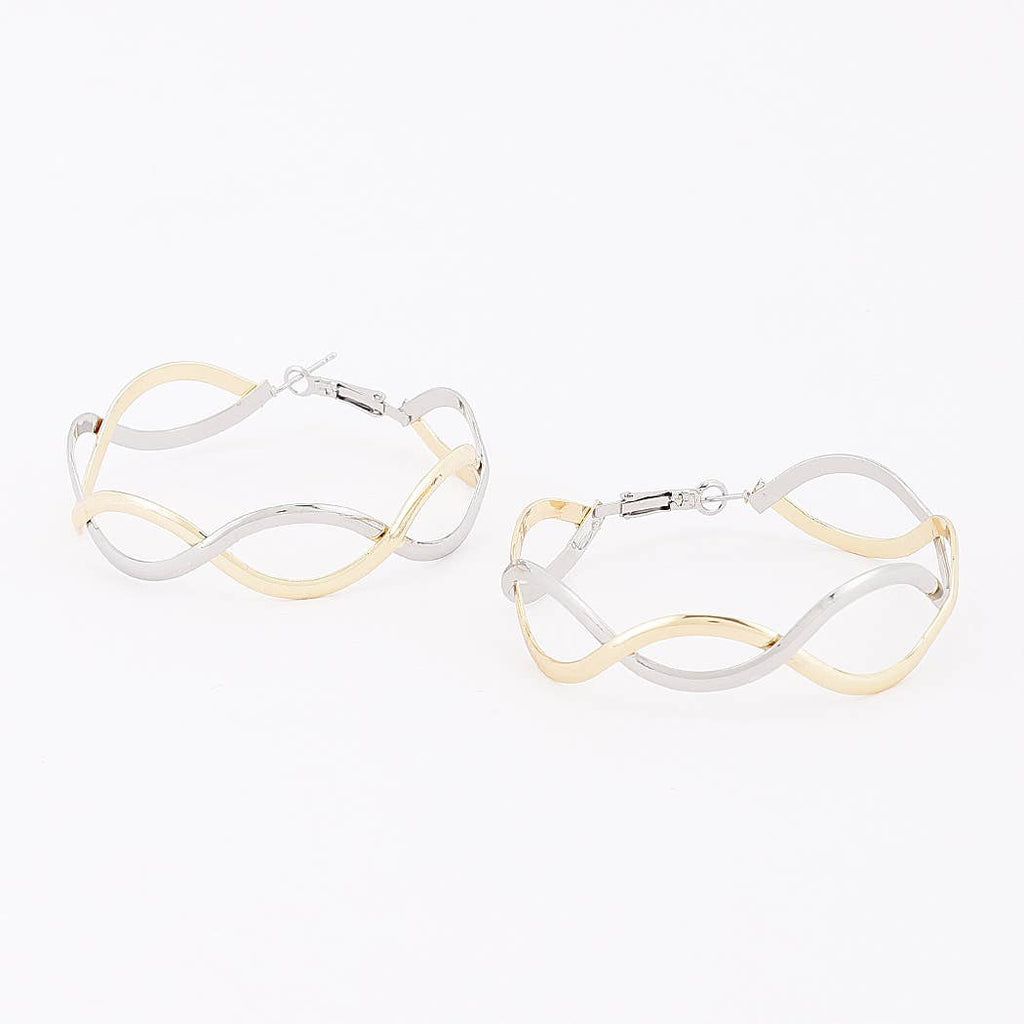 3AM BY H&D ACCESSORIES - Two-Tone Twisted Hoop Earrings: MT