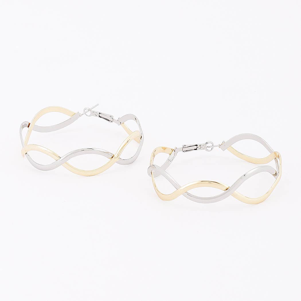 3AM BY H&D ACCESSORIES - Two-Tone Twisted Hoop Earrings: MT