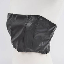 Load image into Gallery viewer, Faux Leather Stretch Tube Top: Black-OS
