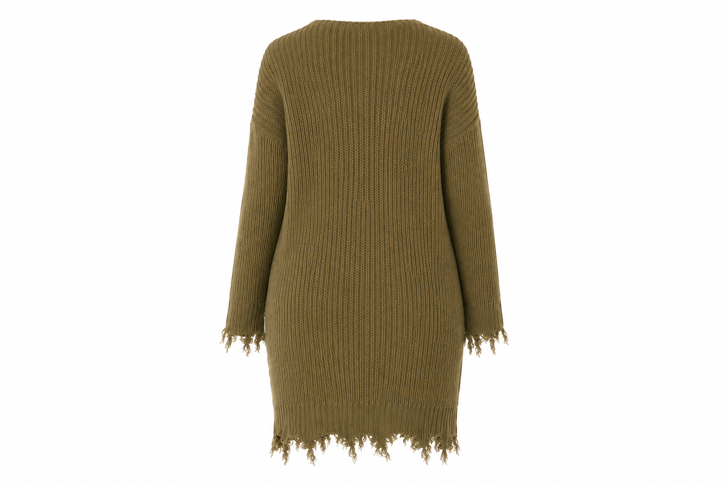 Frayed & Fearless Sweater Dress-Olive